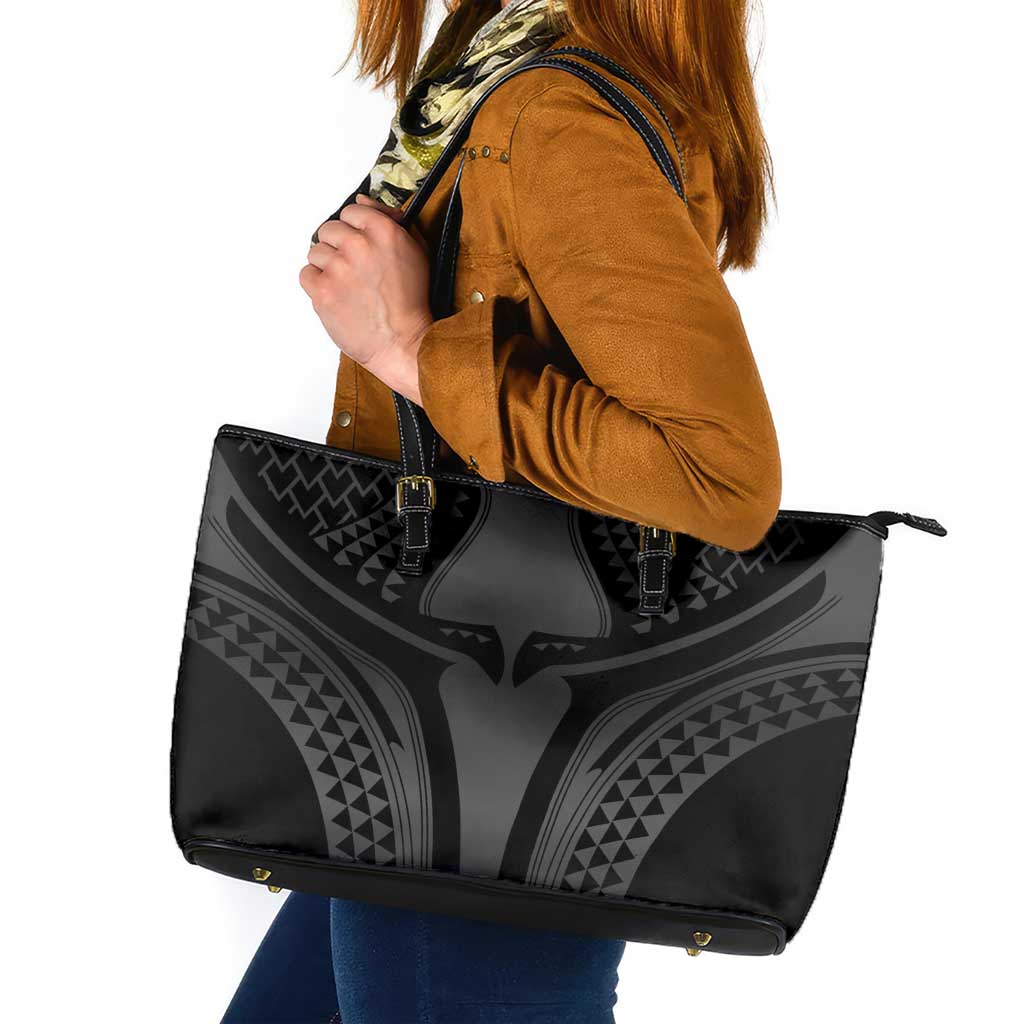 Hawaiian Kakau Art Tattoos Aquaman Style Leather Tote Bag Special Edition LT03 Black - Polynesian Pride