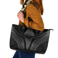 Hawaiian Kakau Art Tattoos Aquaman Style Leather Tote Bag Special Edition LT03 Black - Polynesian Pride