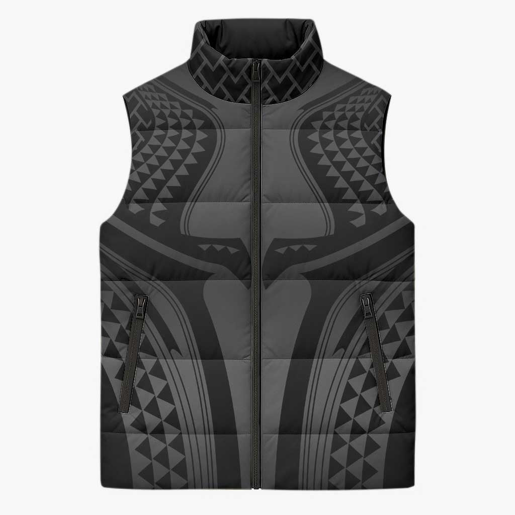 Hawaiian Kakau Art Tattoos Aquaman Style Sleeveless Puffer Jacket Special Edition LT03 Unisex Black - Polynesian Pride