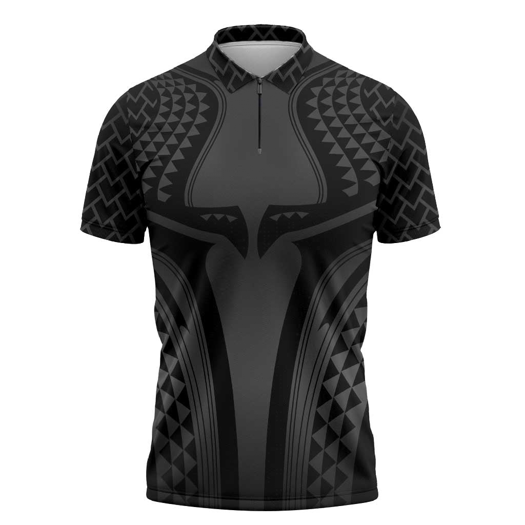 Hawaiian Kakau Art Tattoos Aquaman Style Zipper Polo Shirt Special Edition - Polynesian Pride
