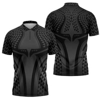Hawaiian Kakau Art Tattoos Aquaman Style Zipper Polo Shirt Special Edition - Polynesian Pride