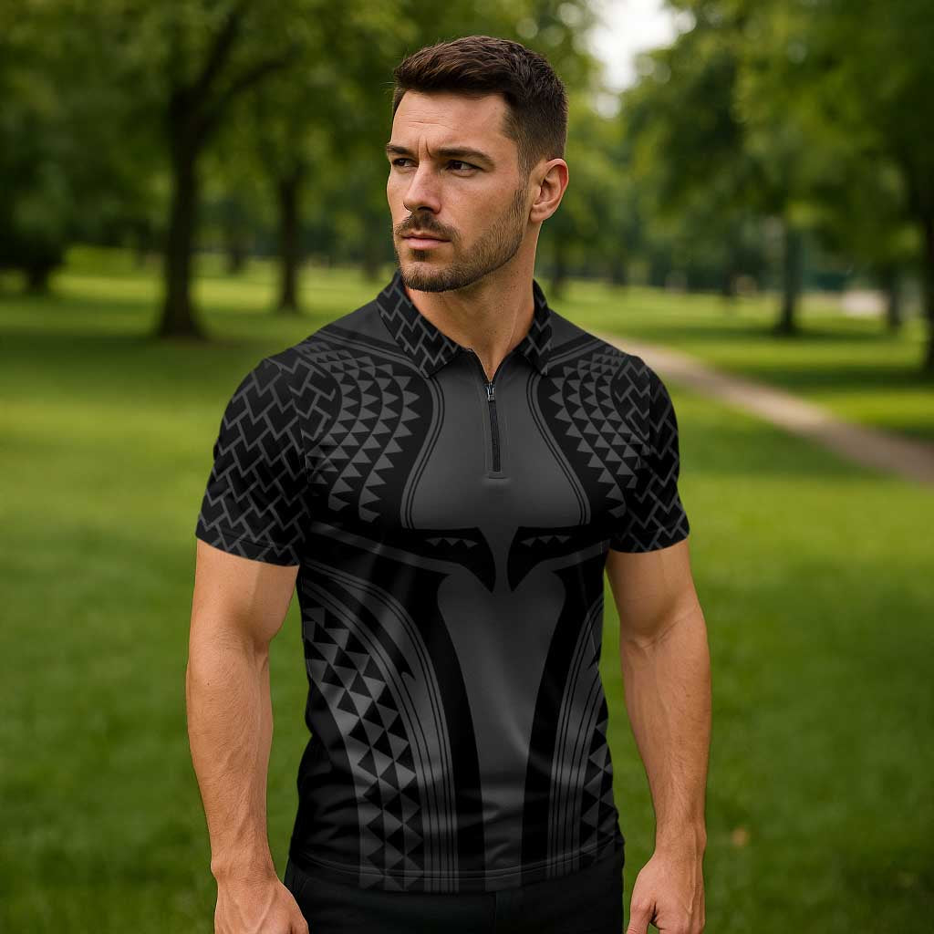 Hawaiian Kakau Art Tattoos Aquaman Style Zipper Polo Shirt Special Edition - Polynesian Pride