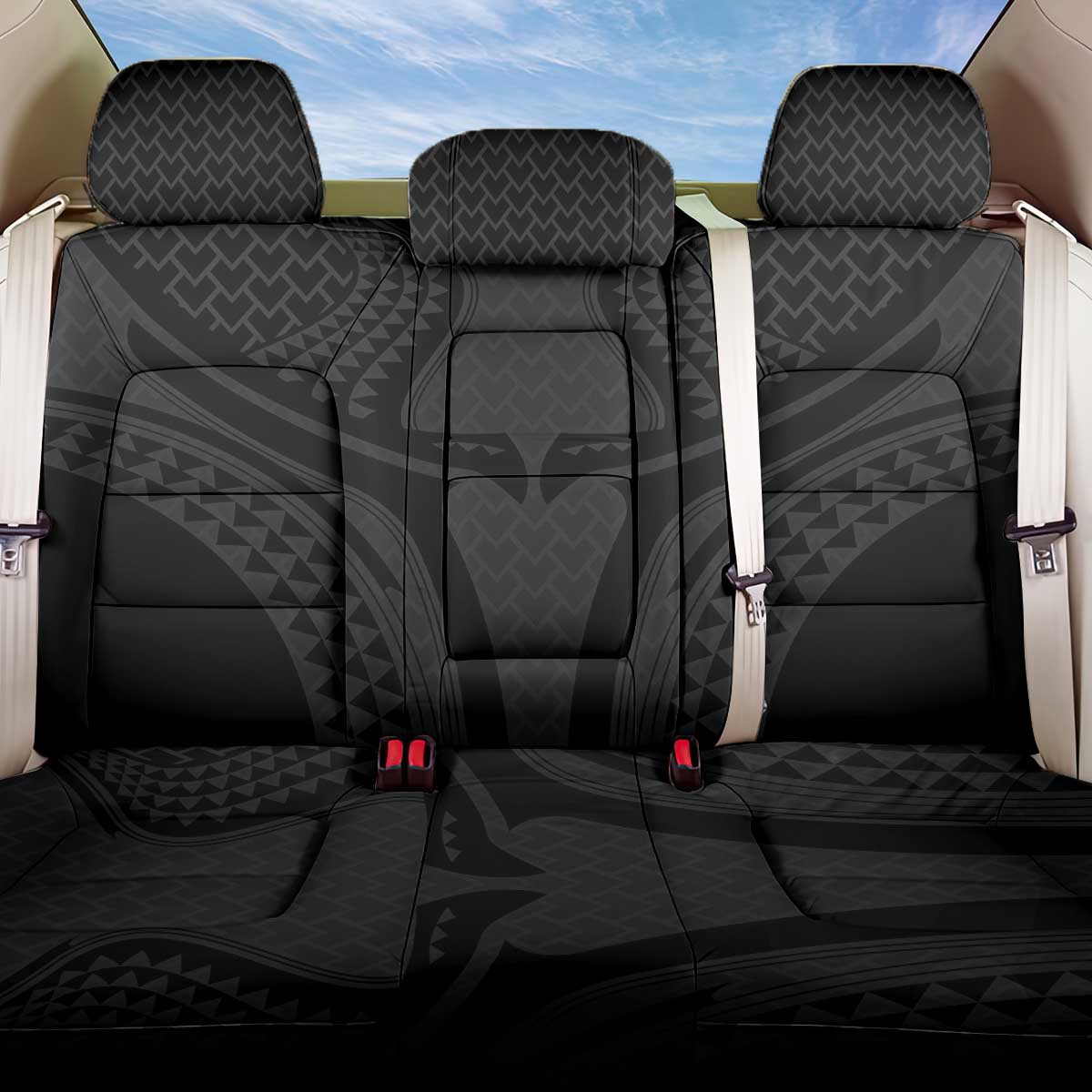 Hawaiian Kakau Art Tattoos Aquaman Style Back Car Seat Cover Black Version LT03 One Size Black - Polynesian Pride