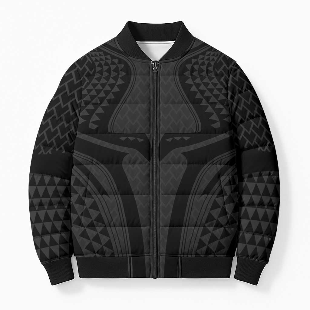 Hawaiian Kakau Art Tattoos Aquaman Style Bomber Puffer Jacket Black Version LT03 Unisex Black - Polynesian Pride