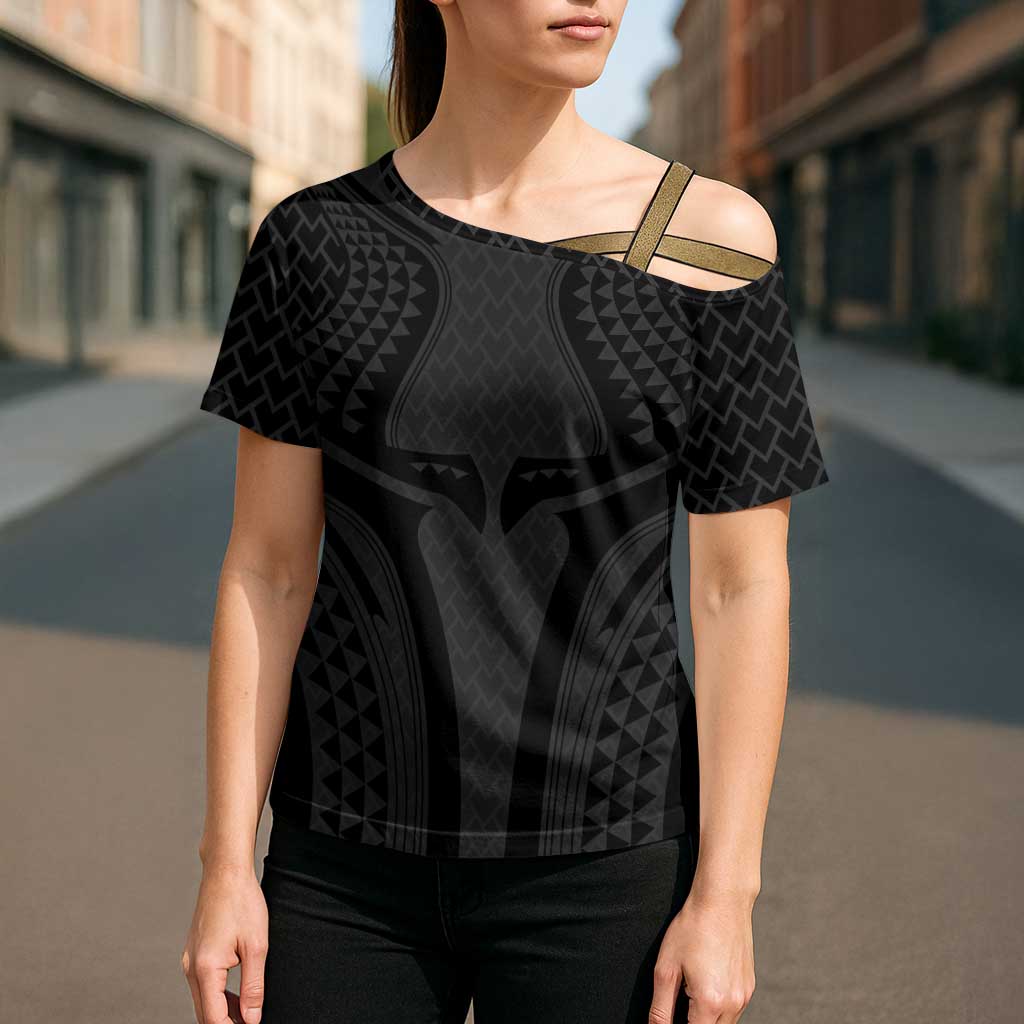 Hawaiian Kakau Art Tattoos Aquaman Style Cross Shoulder Shirt Black Version - Polynesian Pride