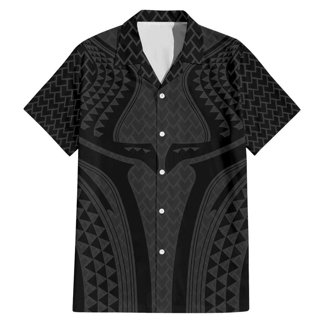 Hawaiian Kakau Art Tattoos Aquaman Style Family Matching Mermaid Dress and Hawaiian Shirt Black Version LT03 Dad's Shirt - Short Sleeve Black - Polynesian Pride