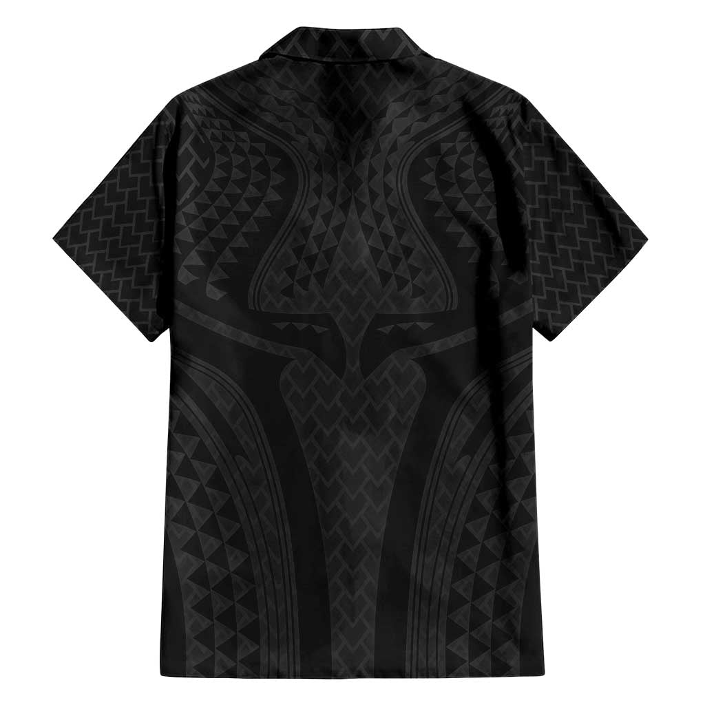 Hawaiian Kakau Art Tattoos Aquaman Style Family Matching Off Shoulder Maxi Dress and Hawaiian Shirt Black Version LT03 - Polynesian Pride