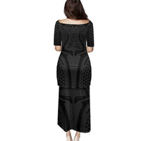 Hawaiian Kakau Art Tattoos Aquaman Style Family Matching Puletasi and Hawaiian Shirt Black Version - Polynesian Pride