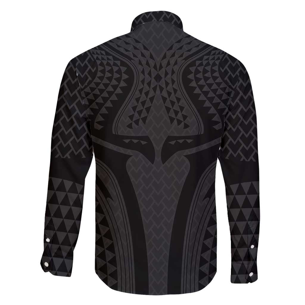 Hawaiian Kakau Art Tattoos Aquaman Style Family Matching Short Sleeve Bodycon Dress and Hawaiian Shirt Black Version LT03 - Polynesian Pride