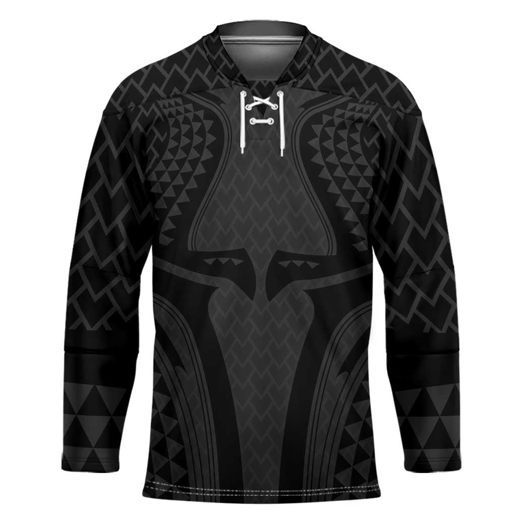 Hawaiian Kakau Art Tattoos Aquaman Style Hockey Jersey Black Version LT03 Unisex Black - Polynesian Pride