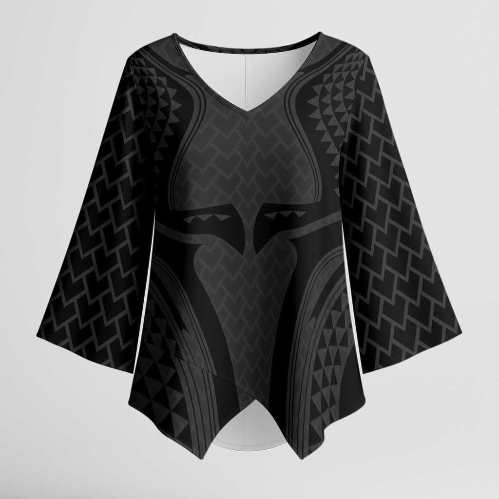 Hawaiian Kakau Art Tattoos Aquaman Style Kimono Sleeve Blouse Black Version LT03 Female Black - Polynesian Pride