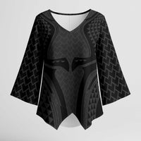 Hawaiian Kakau Art Tattoos Aquaman Style Kimono Sleeve Blouse Black Version - Polynesian Pride