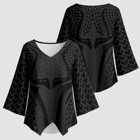 Hawaiian Kakau Art Tattoos Aquaman Style Kimono Sleeve Blouse Black Version - Polynesian Pride