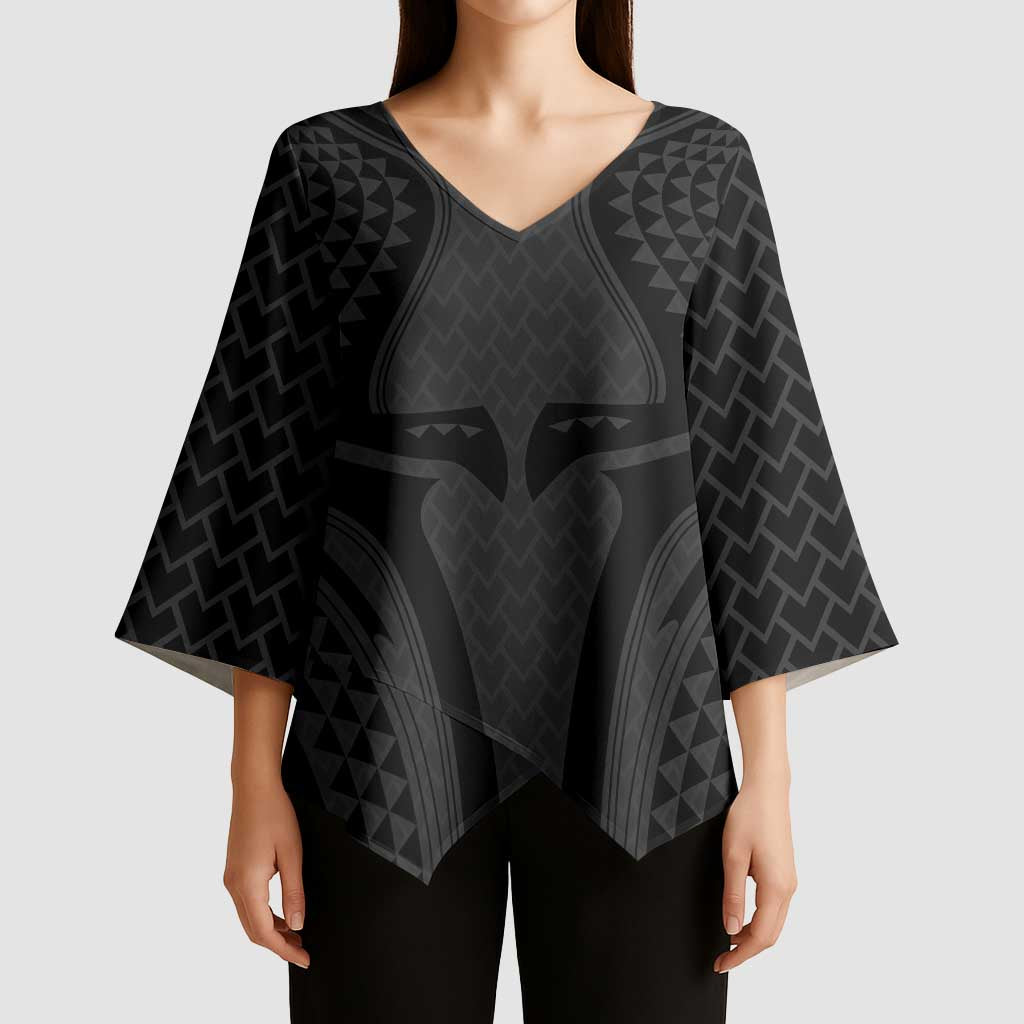 Hawaiian Kakau Art Tattoos Aquaman Style Kimono Sleeve Blouse Black Version - Polynesian Pride