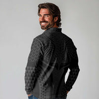 Hawaiian Kakau Art Tattoos Aquaman Style Long Sleeve Polo Shirt Black Version - Polynesian Pride