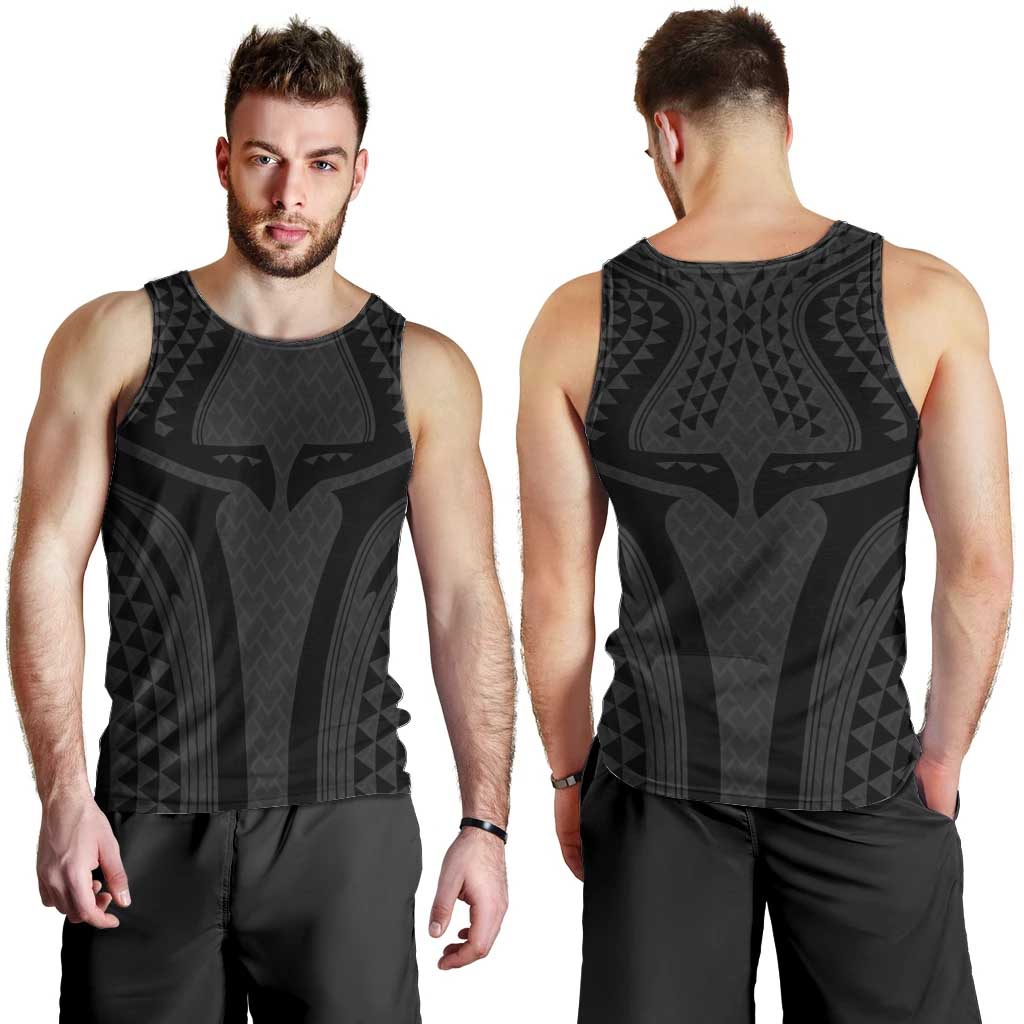 Hawaiian Kakau Art Tattoos Aquaman Style Men Tank Top Black Version - Polynesian Pride
