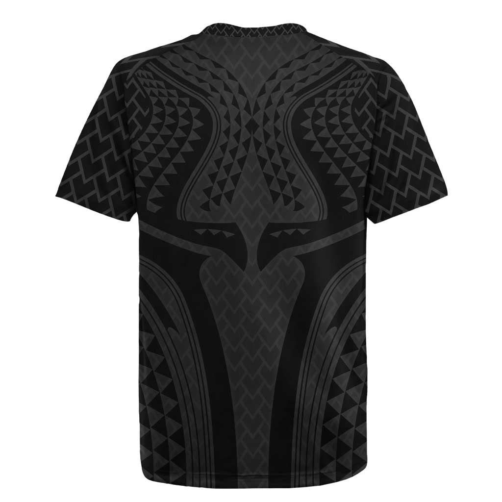 Hawaiian Kakau Art Tattoos Aquaman Style Rugby Jersey Black Version - Polynesian Pride