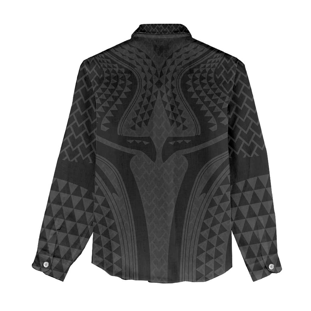 Hawaiian Kakau Art Tattoos Aquaman Style Women Casual Shirt Black Version - Polynesian Pride