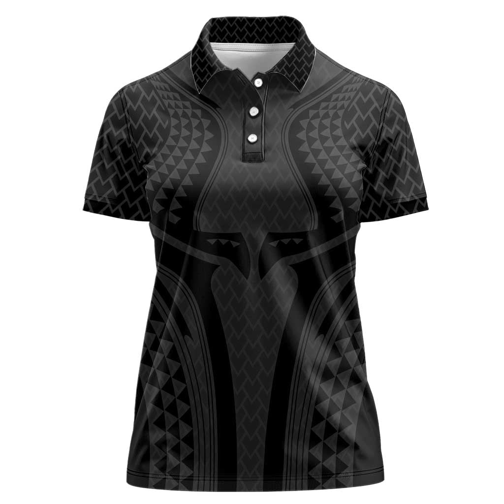 Hawaiian Kakau Art Tattoos Aquaman Style Women Polo Shirt Black Version LT03 Female Black - Polynesian Pride