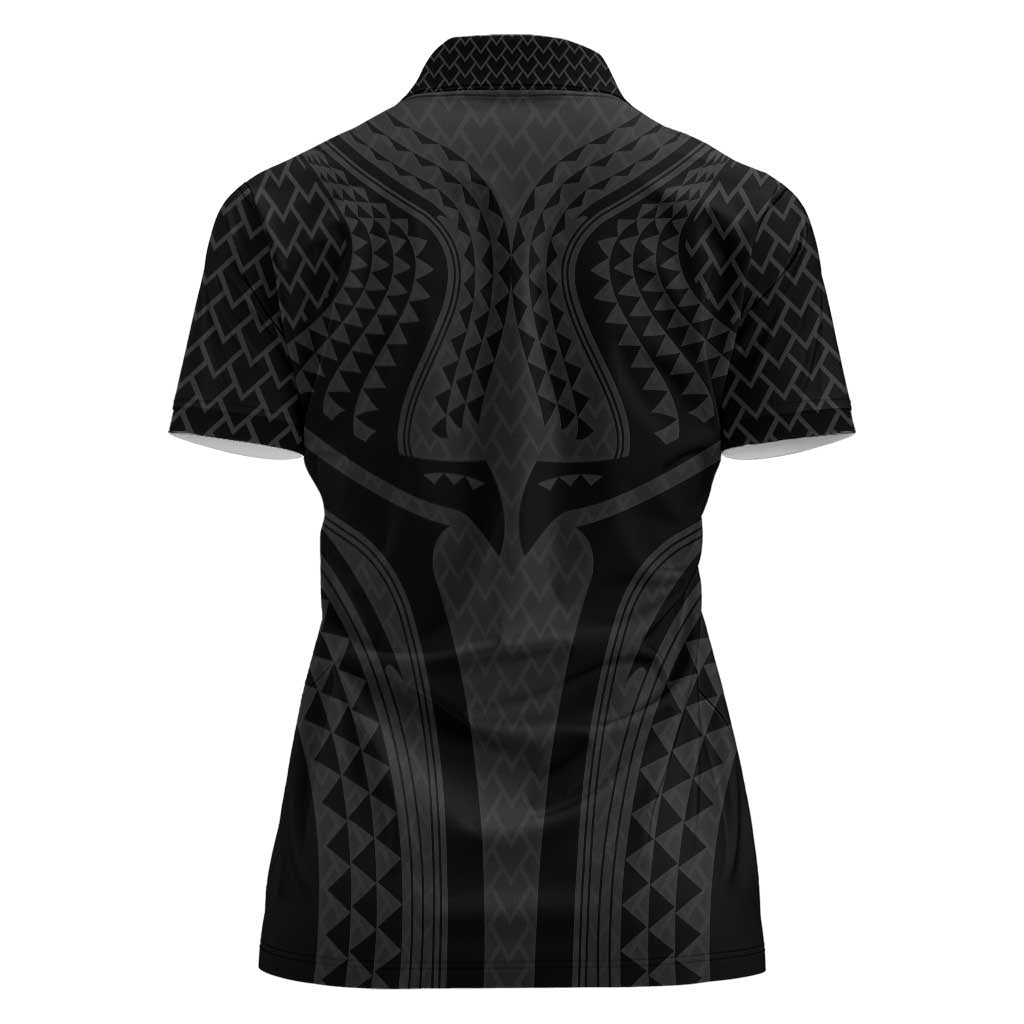 Hawaiian Kakau Art Tattoos Aquaman Style Women Polo Shirt Black Version - Polynesian Pride