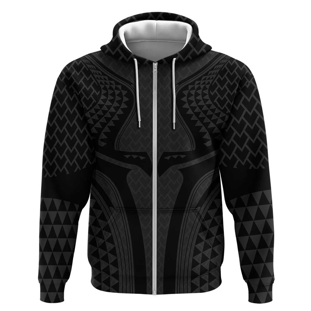 Hawaiian Kakau Art Tattoos Aquaman Style Zip Hoodie Black Version - Polynesian Pride