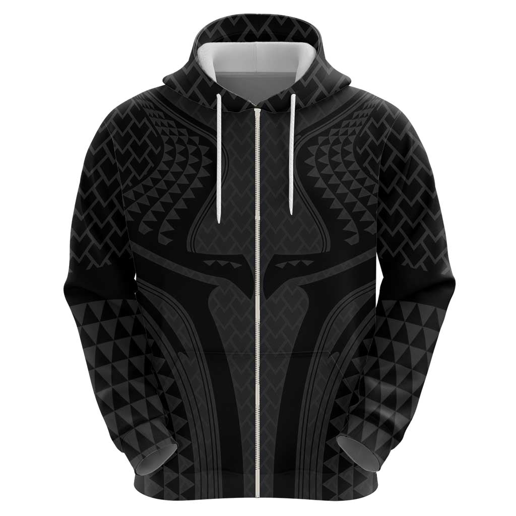 Hawaiian Kakau Art Tattoos Aquaman Style Zip Hoodie Black Version LT03 - Polynesian Pride