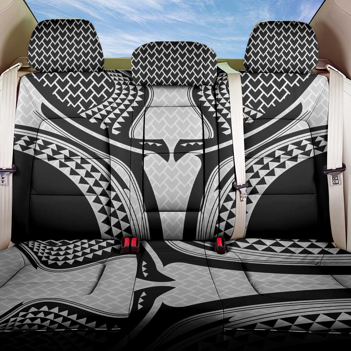 Hawaiian Kakau Art Tattoos Aquaman Style Back Car Seat Cover White Version LT03 One Size White - Polynesian Pride