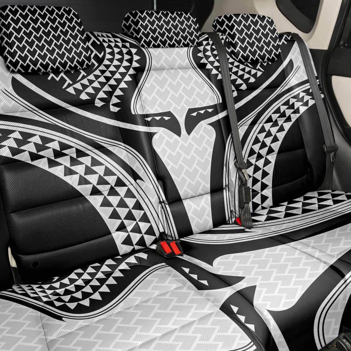 Hawaiian Kakau Art Tattoos Aquaman Style Back Car Seat Cover White Version LT03 - Polynesian Pride