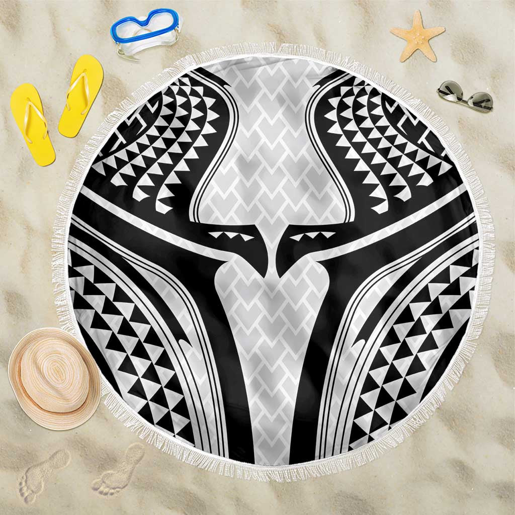 Hawaiian Kakau Art Tattoos Aquaman Style Beach Blanket White Version LT03 One Size 150cm White - Polynesian Pride