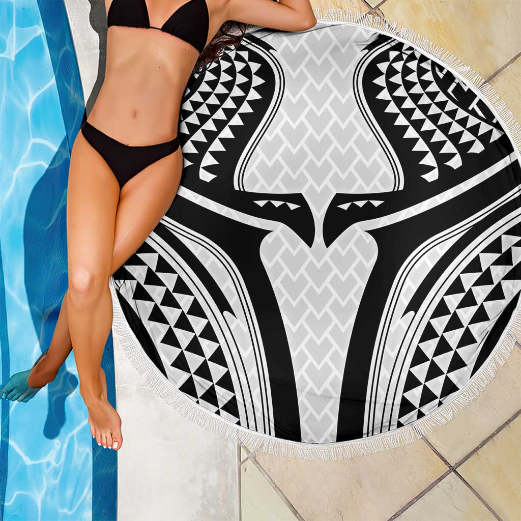 Hawaiian Kakau Art Tattoos Aquaman Style Beach Blanket White Version LT03 - Polynesian Pride