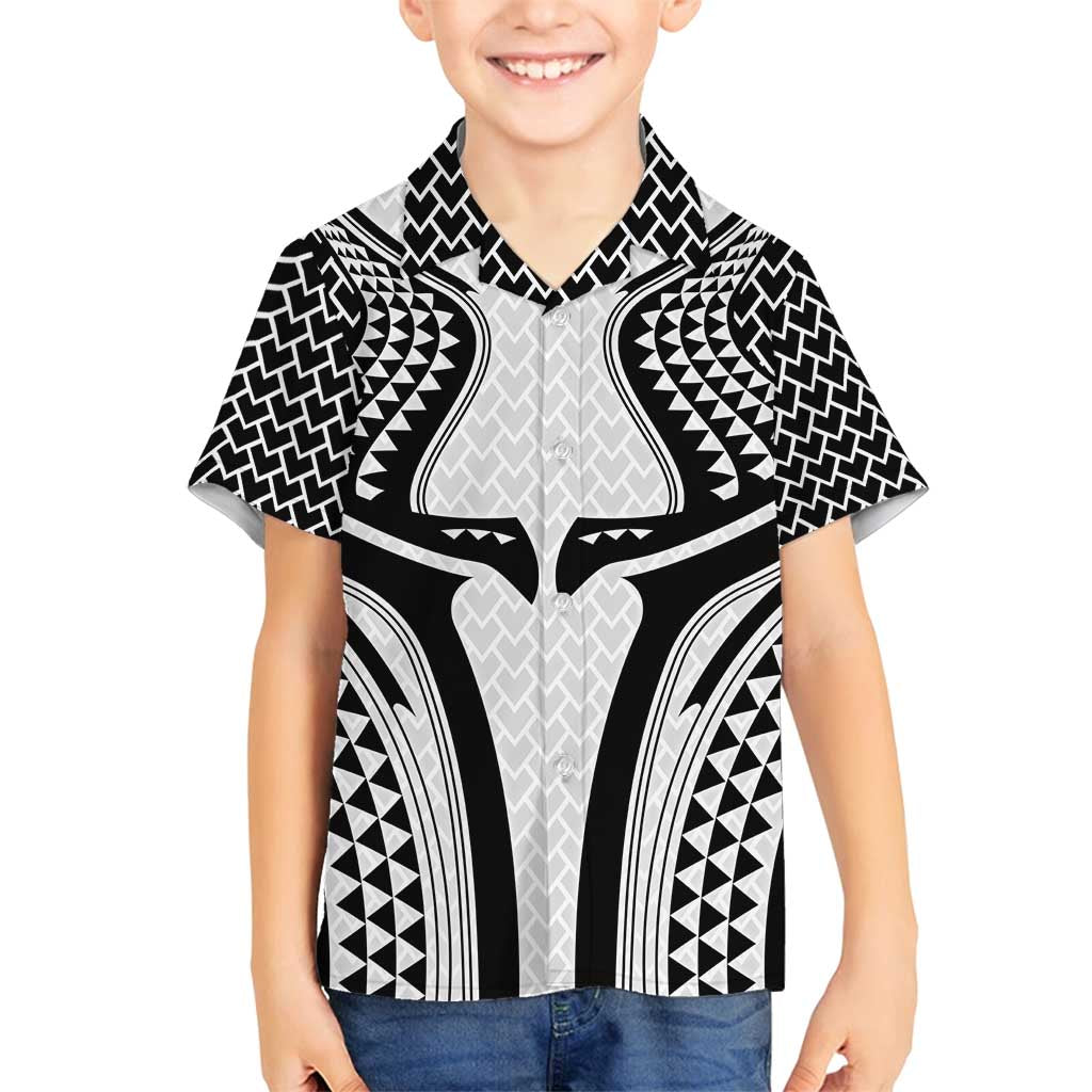 Hawaiian Kakau Art Tattoos Aquaman Style Family Matching Off Shoulder Short Dress and Hawaiian Shirt White Version LT03 Son's Shirt White - Polynesian Pride