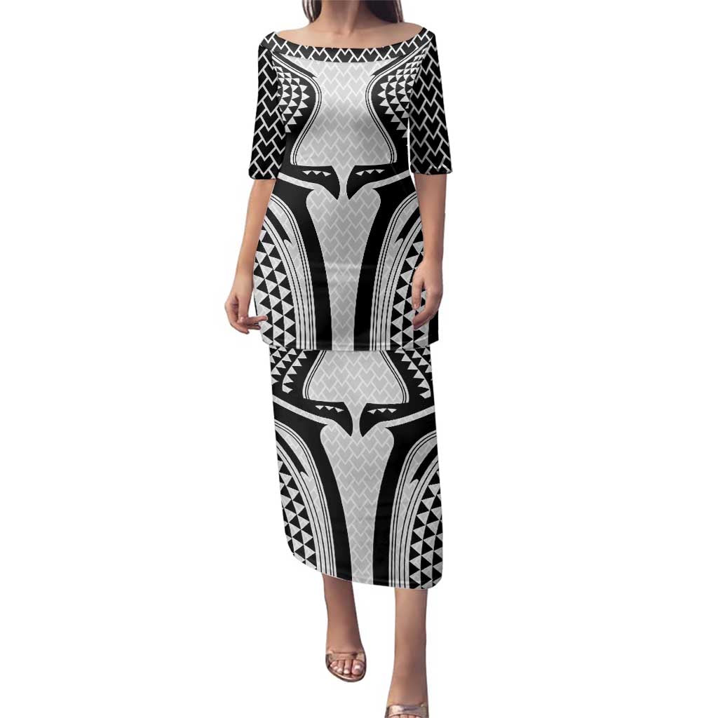 Hawaiian Kakau Art Tattoos Aquaman Style Family Matching Puletasi and Hawaiian Shirt White Version LT03 Mom's Dress White - Polynesian Pride