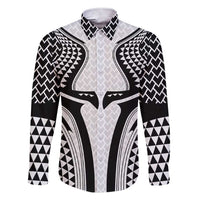 Hawaiian Kakau Art Tattoos Aquaman Style Family Matching Short Sleeve Bodycon Dress and Hawaiian Shirt White Version LT03 Dad's Shirt - Long Sleeve White - Polynesian Pride