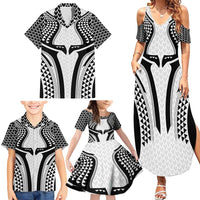 Hawaiian Kakau Art Tattoos Aquaman Style Family Matching Summer Maxi Dress and Hawaiian Shirt White Version LT03 - Polynesian Pride