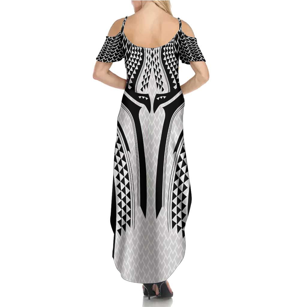 Hawaiian Kakau Art Tattoos Aquaman Style Family Matching Summer Maxi Dress and Hawaiian Shirt White Version LT03 - Polynesian Pride