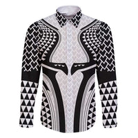 Hawaiian Kakau Art Tattoos Aquaman Style Family Matching Tank Maxi Dress and Hawaiian Shirt White Version LT03 Dad's Shirt - Long Sleeve White - Polynesian Pride