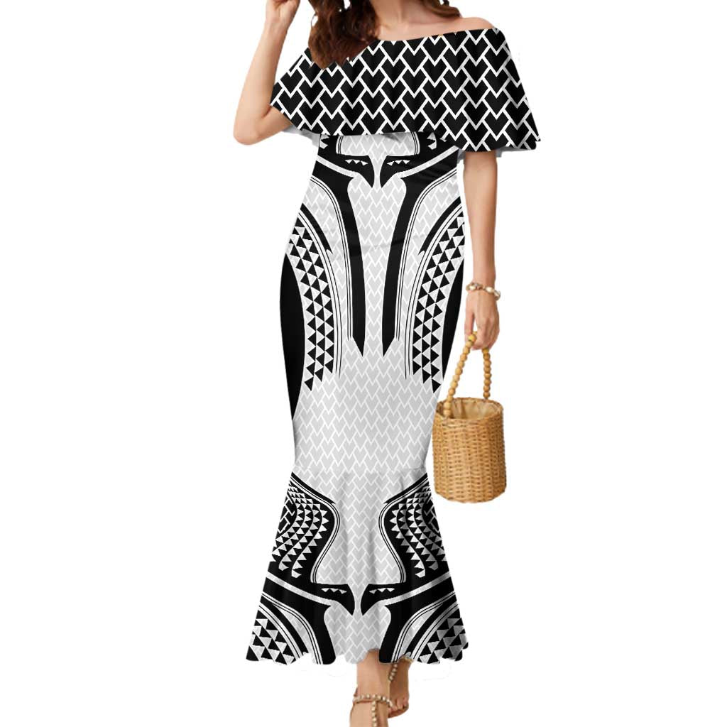 Hawaiian Kakau Art Tattoos Aquaman Style Mermaid Dress White Version LT03 Women White - Polynesian Pride