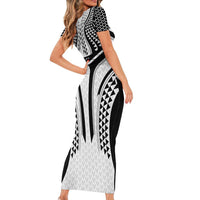 Hawaiian Kakau Art Tattoos Aquaman Style Short Sleeve Bodycon Dress White Version - Polynesian Pride
