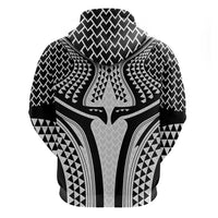 Hawaiian Kakau Art Tattoos Aquaman Style Zip Hoodie White Version - Polynesian Pride