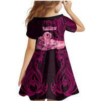 Polynesia Breast Cancer Family Matching Mermaid Dress and Hawaiian Shirt Butterfly and Flowers Ribbon Maori Tattoo Ethnic Black Style LT03 - Polynesian Pride
