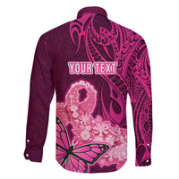 Custom Polynesia Breast Cancer Family Matching Mermaid Dress and Hawaiian Shirt Butterfly and Flowers Ribbon Maori Tattoo Ethnic Pink Style LT03 - Polynesian Pride