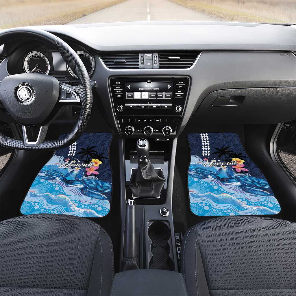 Hawaiian Honu Honi Ihu Car Mats With Plumeria and Kakau Art Pattern