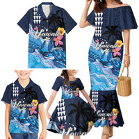 Hawaiian Honu Honi Ihu Family Matching Mermaid Dress and Hawaiian Shirt With Plumeria and Kakau Art Pattern LT03 - Polynesian Pride