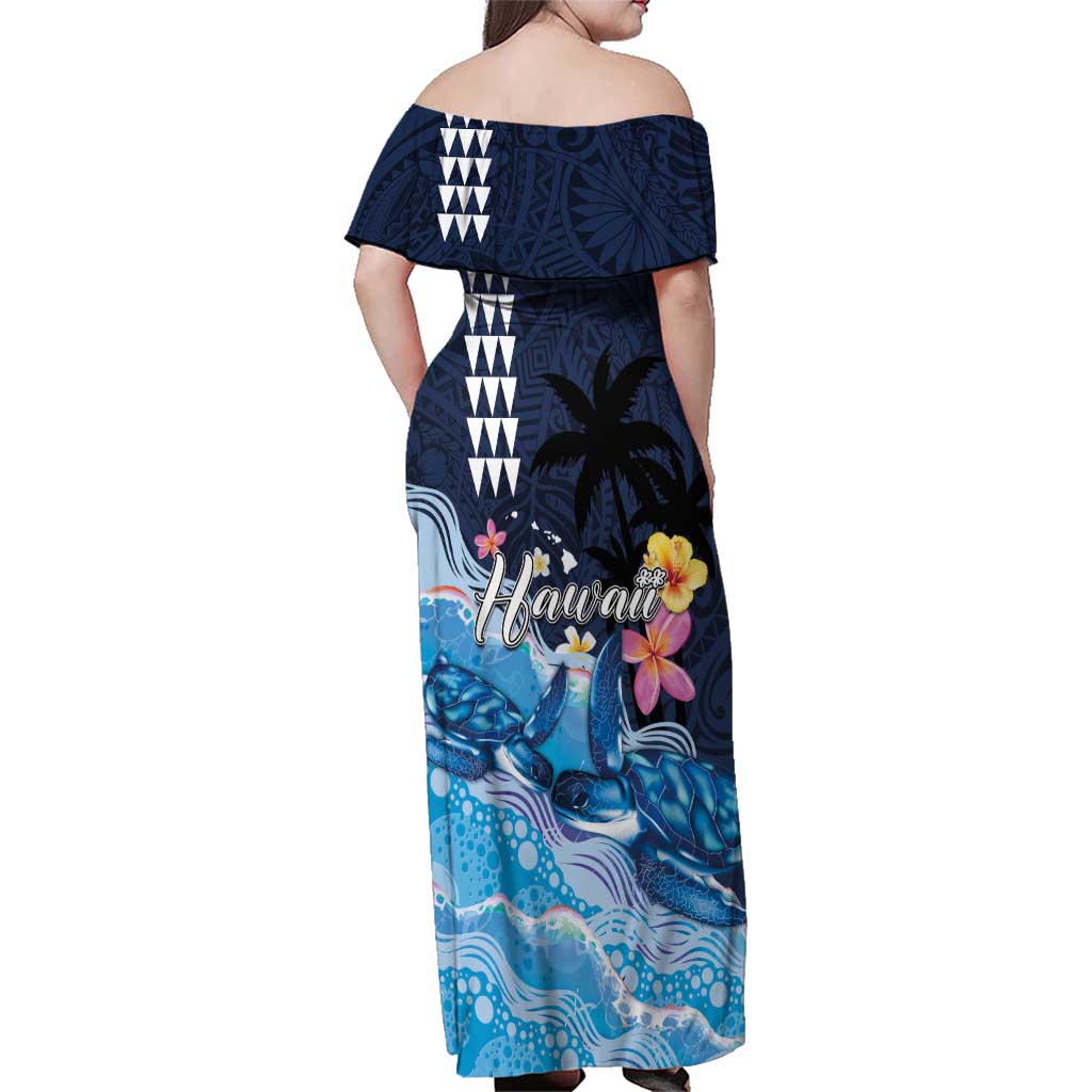 Hawaiian Honu Honi Ihu Family Matching Off Shoulder Maxi Dress and Hawaiian Shirt With Plumeria and Kakau Art Pattern LT03 - Polynesian Pride