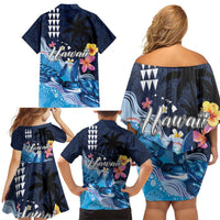 Hawaiian Honu Honi Ihu Family Matching Off Shoulder Short Dress and Hawaiian Shirt With Plumeria and Kakau Art Pattern LT03 - Polynesian Pride