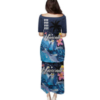 Hawaiian Honu Honi Ihu Family Matching Puletasi and Hawaiian Shirt With Plumeria and Kakau Art Pattern LT03 - Polynesian Pride