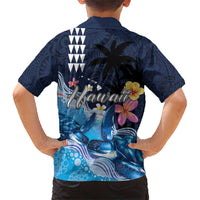 Hawaiian Honu Honi Ihu Family Matching Short Sleeve Bodycon Dress and Hawaiian Shirt With Plumeria and Kakau Art Pattern LT03 - Polynesian Pride