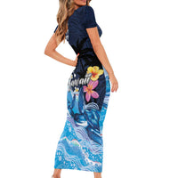 Hawaiian Honu Honi Ihu Family Matching Short Sleeve Bodycon Dress and Hawaiian Shirt With Plumeria and Kakau Art Pattern LT03 - Polynesian Pride
