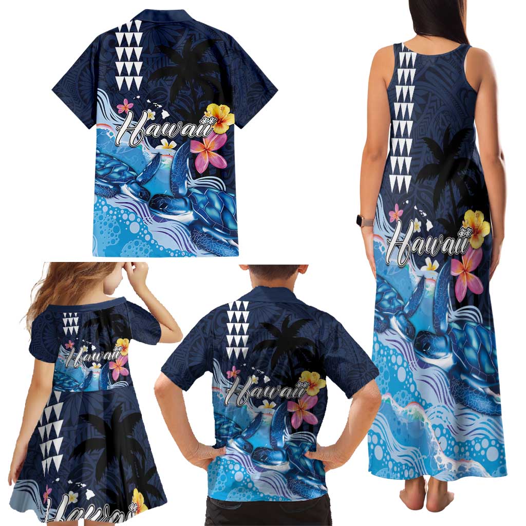 Hawaiian Honu Honi Ihu Family Matching Tank Maxi Dress and Hawaiian Shirt With Plumeria and Kakau Art Pattern LT03 - Polynesian Pride