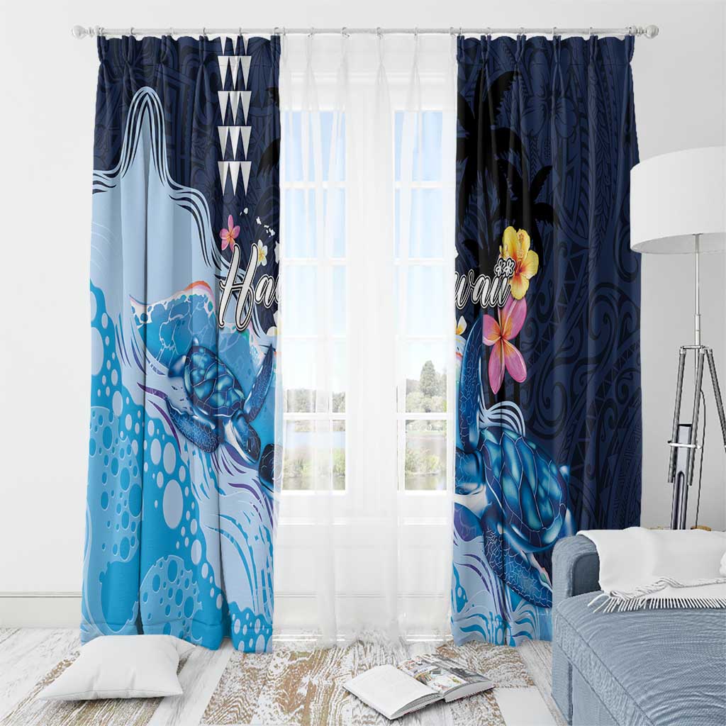 Hawaiian Honu Honi Ihu Window Curtain With Plumeria and Kakau Art Pattern